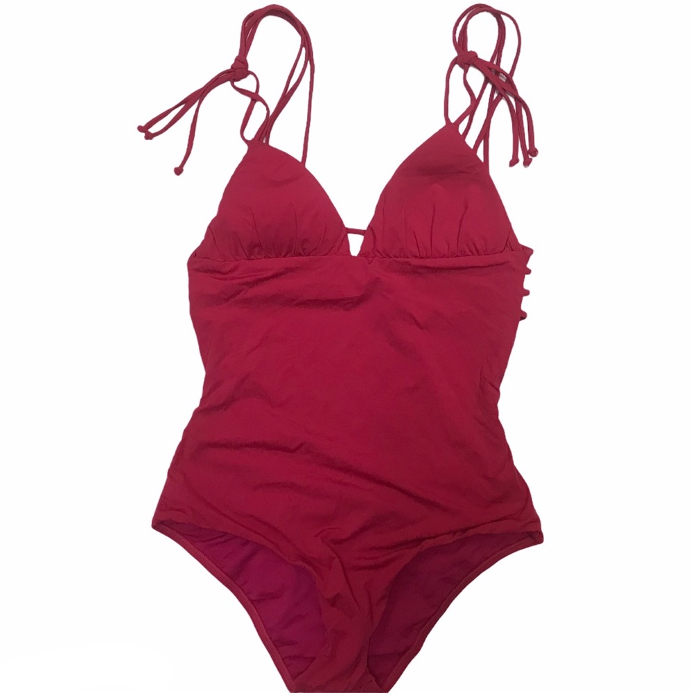 SAHA Canasta Strappy back one-piece swimsuit dark pink size 6